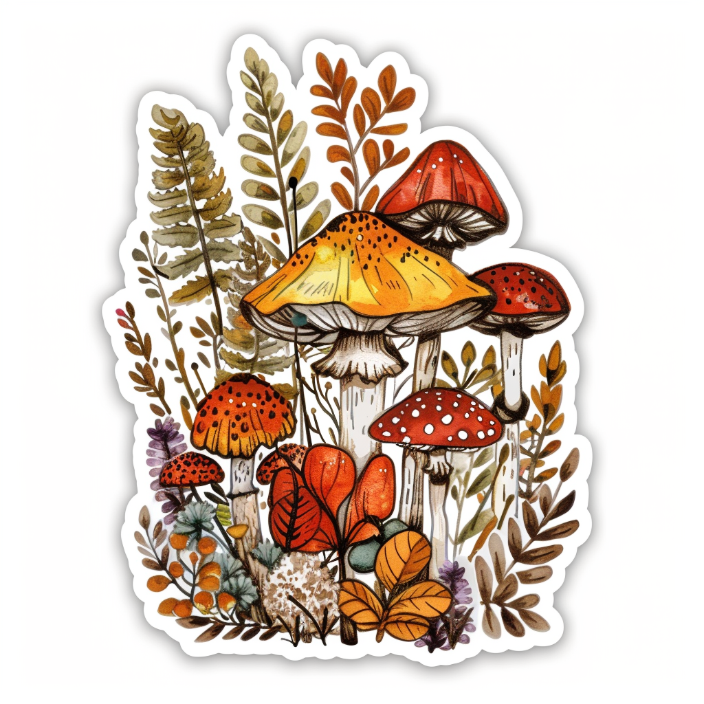Mushrooms Vinyl Decal Sticker for Car, Laptop, Tumbler and more # F06954