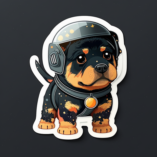 Cute and adorable Rottweiler wearing a space helmet in space Vinyl Decal Sticker for Car, Laptop, Tumbler and more # 1575
