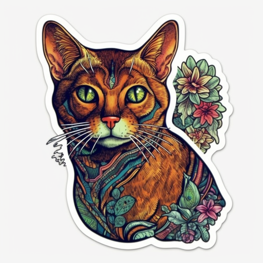 Abyssinian Cat Vinyl Decal Sticker for Car, Laptop, Tumbler and more # 002337