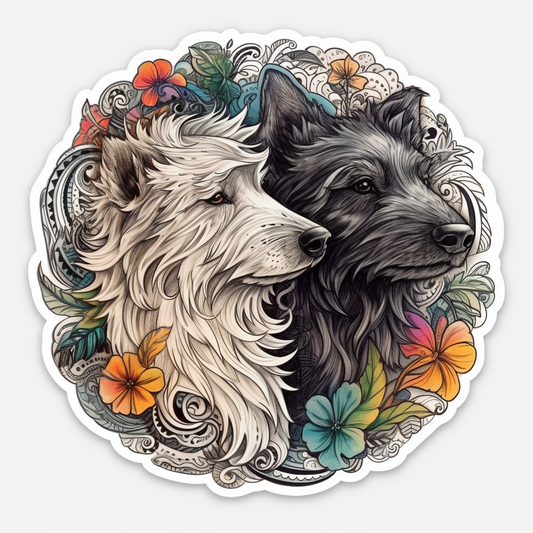 Yin Yang Dog Vinyl Decal Sticker for Car, Laptop, Tumbler and more # 005457