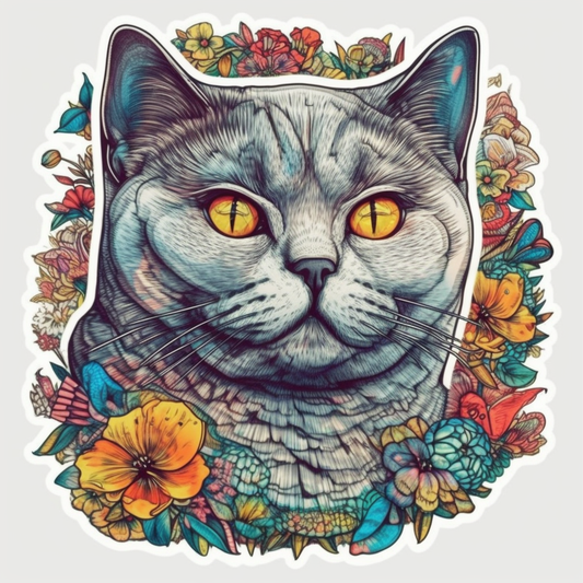 British Shorthair Cat Vinyl Decal Sticker for Car, Laptop, Tumbler and more # 0087