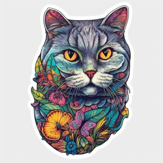 British Shorthair Cat Vinyl Decal Sticker for Car, Laptop, Tumbler and more # 00132