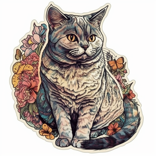 British Shorthair Cat Vinyl Decal Sticker for Car, Laptop, Tumbler and more # 0077