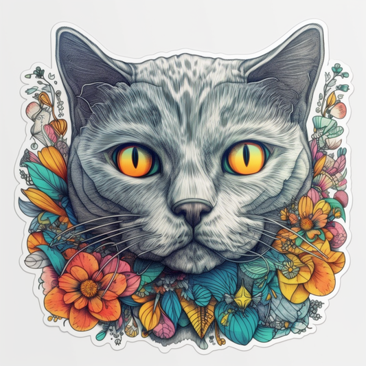 British Shorthair Cat Vinyl Decal Sticker for Car, Laptop, Tumbler and more # 00100