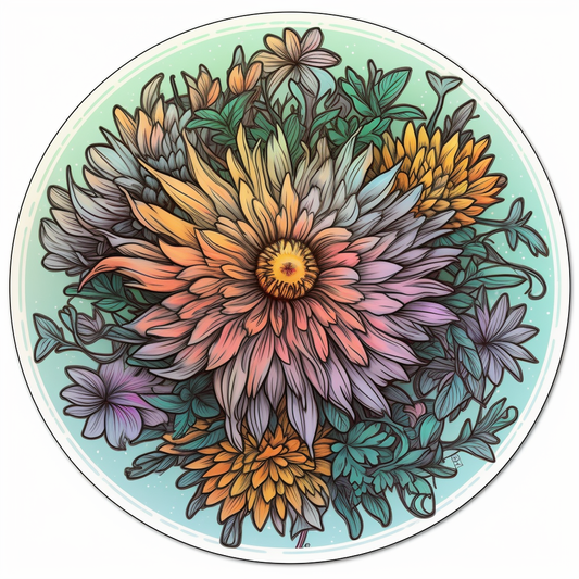 Aster Flower Vinyl Decal Sticker for Car, Laptop, Tumbler and more # 006337