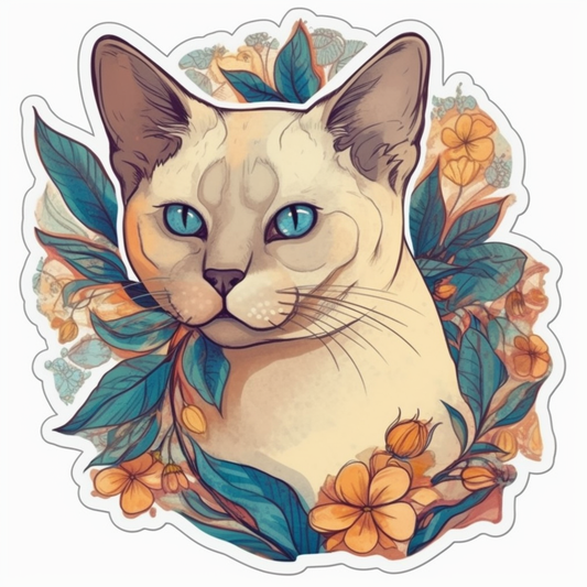 Burmese Cat Vinyl Decal Sticker for Car, Laptop, Tumbler and more # 008176