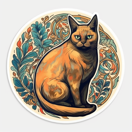 Burmese Cat Vinyl Decal Sticker for Car, Laptop, Tumbler and more # 008177