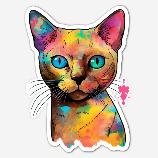 Burmese Cat Vinyl Decal Sticker for Car, Laptop, Tumbler and more # 008193