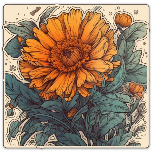 Calendula Flower Vinyl Decal Sticker for Car, Laptop, Tumbler and more # 006342