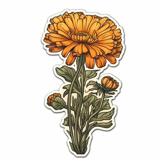 Calendula Flower Vinyl Decal Sticker for Car, Laptop, Tumbler and more # 006350