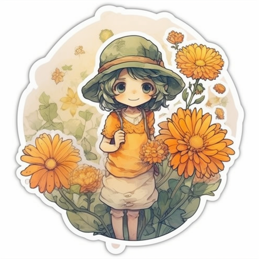Calendula Flower Vinyl Decal Sticker for Car, Laptop, Tumbler and more # 006321