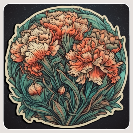 Carnation Flower Vinyl Decal Sticker for Car, Laptop, Tumbler and more # 006447