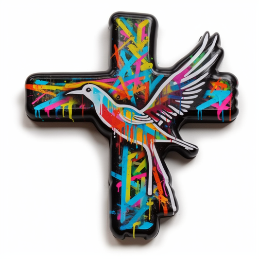 Cross with Dove Vinyl Decal Sticker for Car, Laptop, Tumbler and more # 008011