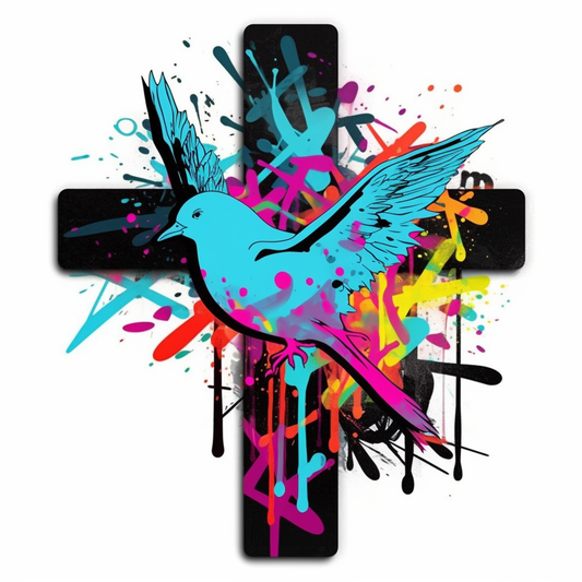 Cross with Dove Vinyl Decal Sticker for Car, Laptop, Tumbler and more # 008049