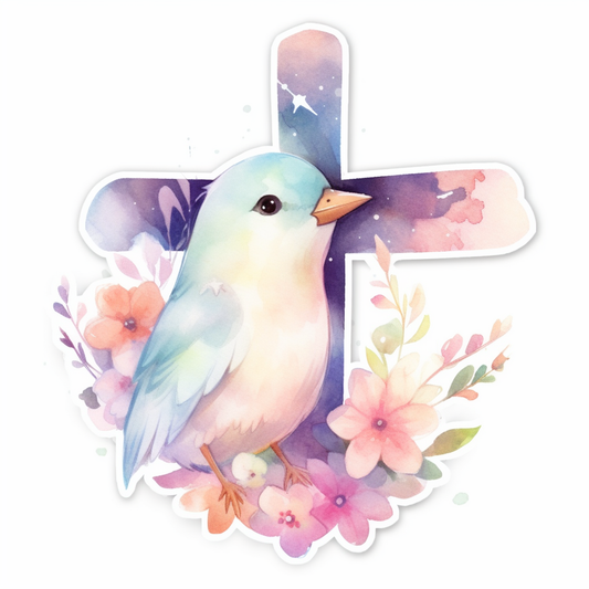Cross with Dove Vinyl Decal Sticker for Car, Laptop, Tumbler and more # 008014