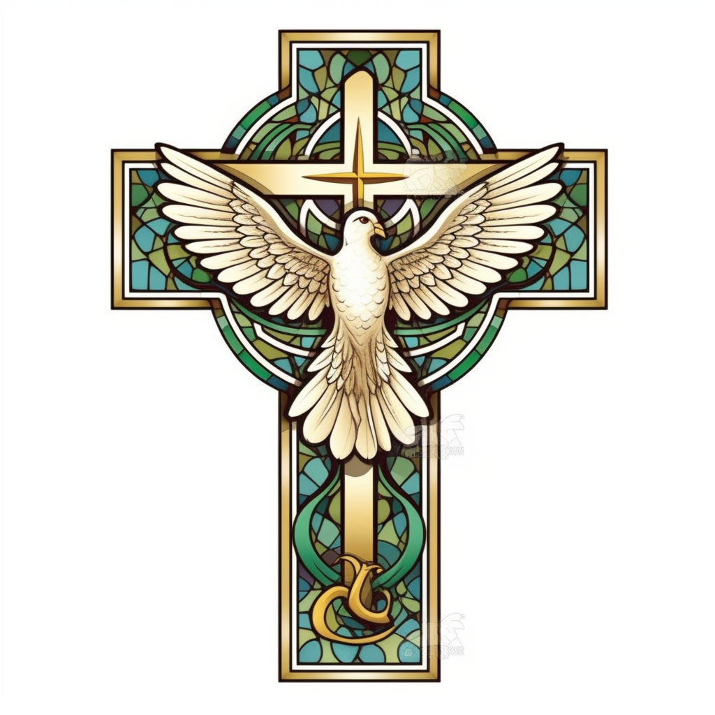 Cross with Dove Vinyl Decal Sticker for Car, Laptop, Tumbler and more # 008045
