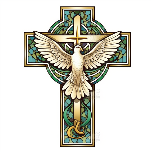 Cross with Dove Vinyl Decal Sticker for Car, Laptop, Tumbler and more # 008045