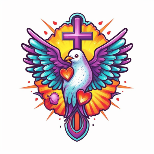 Cross with Dove Vinyl Decal Sticker for Car, Laptop, Tumbler and more # 008031