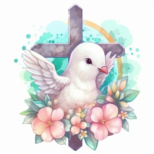 Cross with Dove Vinyl Decal Sticker for Car, Laptop, Tumbler and more # 008027