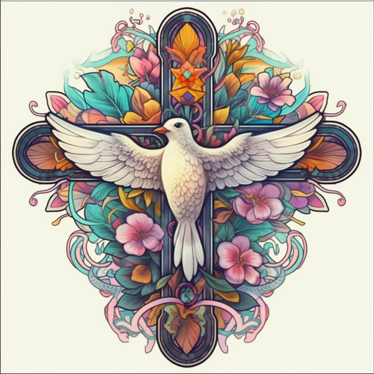 Cross with Dove Vinyl Decal Sticker for Car, Laptop, Tumbler and more # 008029