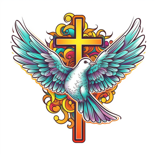 Cross with Dove Vinyl Decal Sticker for Car, Laptop, Tumbler and more # 008065
