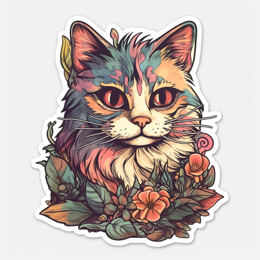 Cute Cat Vinyl Decal Sticker for Car, Laptop, Tumbler and more # 003972
