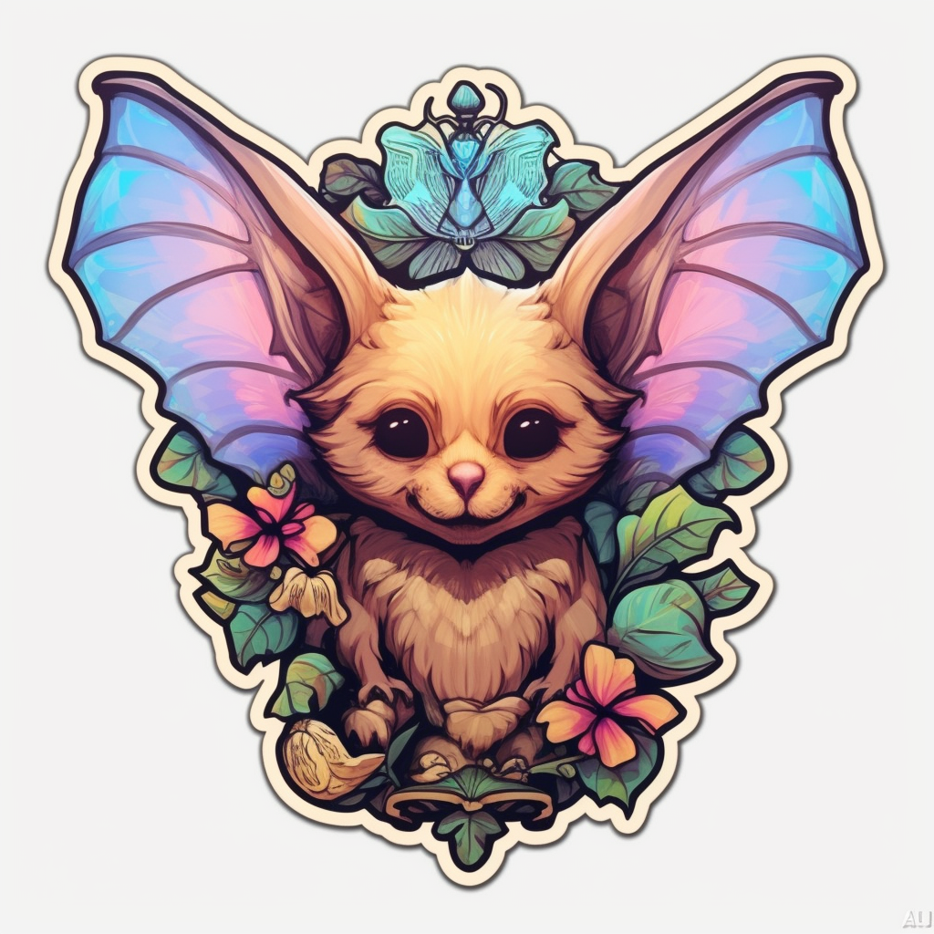 Cute Bat with big ears and wings Vinyl Decal Sticker for Car, Laptop, Tumbler and more # 0011285