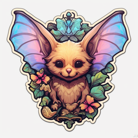 Cute Bat with big ears and wings Vinyl Decal Sticker for Car, Laptop, Tumbler and more # 0011285