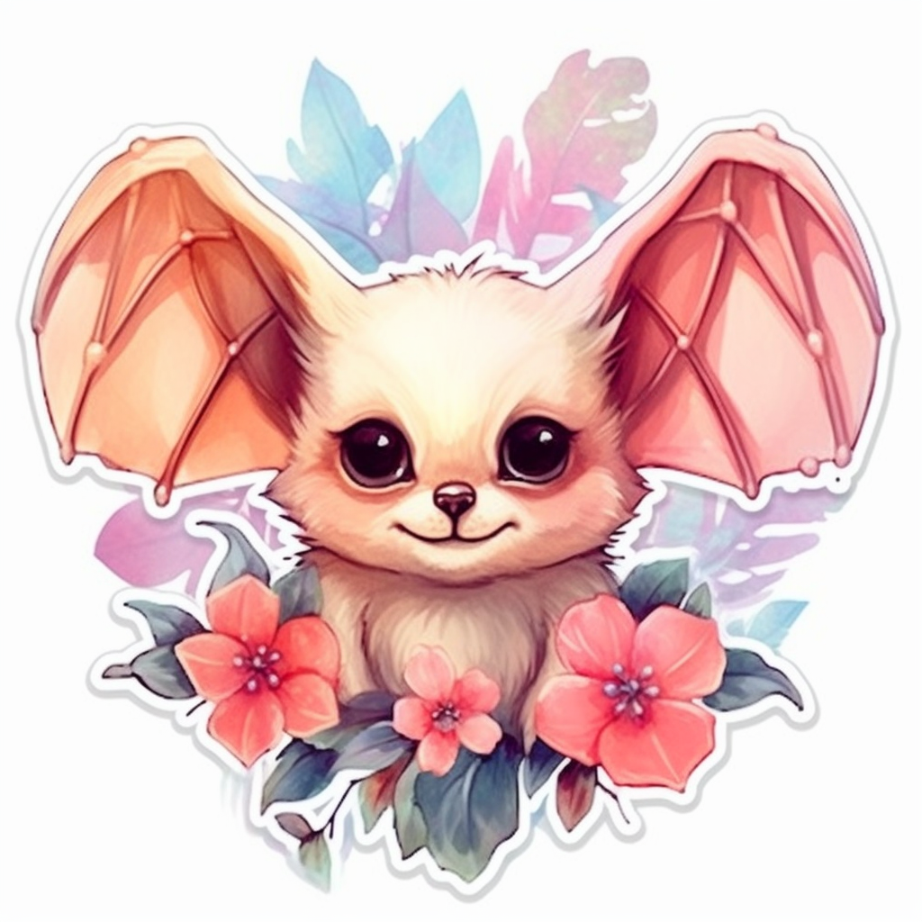 Cute Bat with big ears and wings Vinyl Decal Sticker for Car, Laptop, Tumbler and more # 0011296