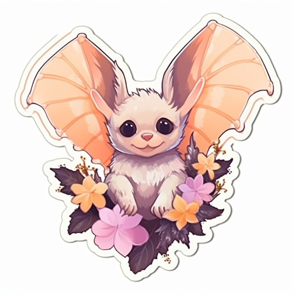 Cute Bat with big ears and wings Vinyl Decal Sticker for Car, Laptop, Tumbler and more # 0011310