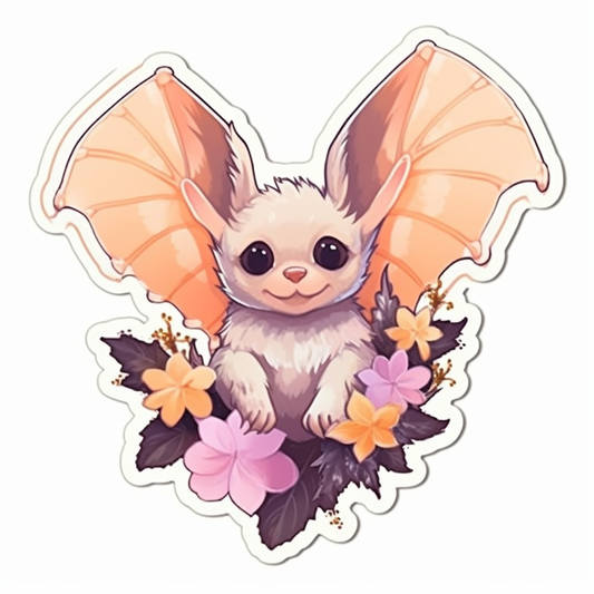 Cute Bat with big ears and wings Vinyl Decal Sticker for Car, Laptop, Tumbler and more # 0011310