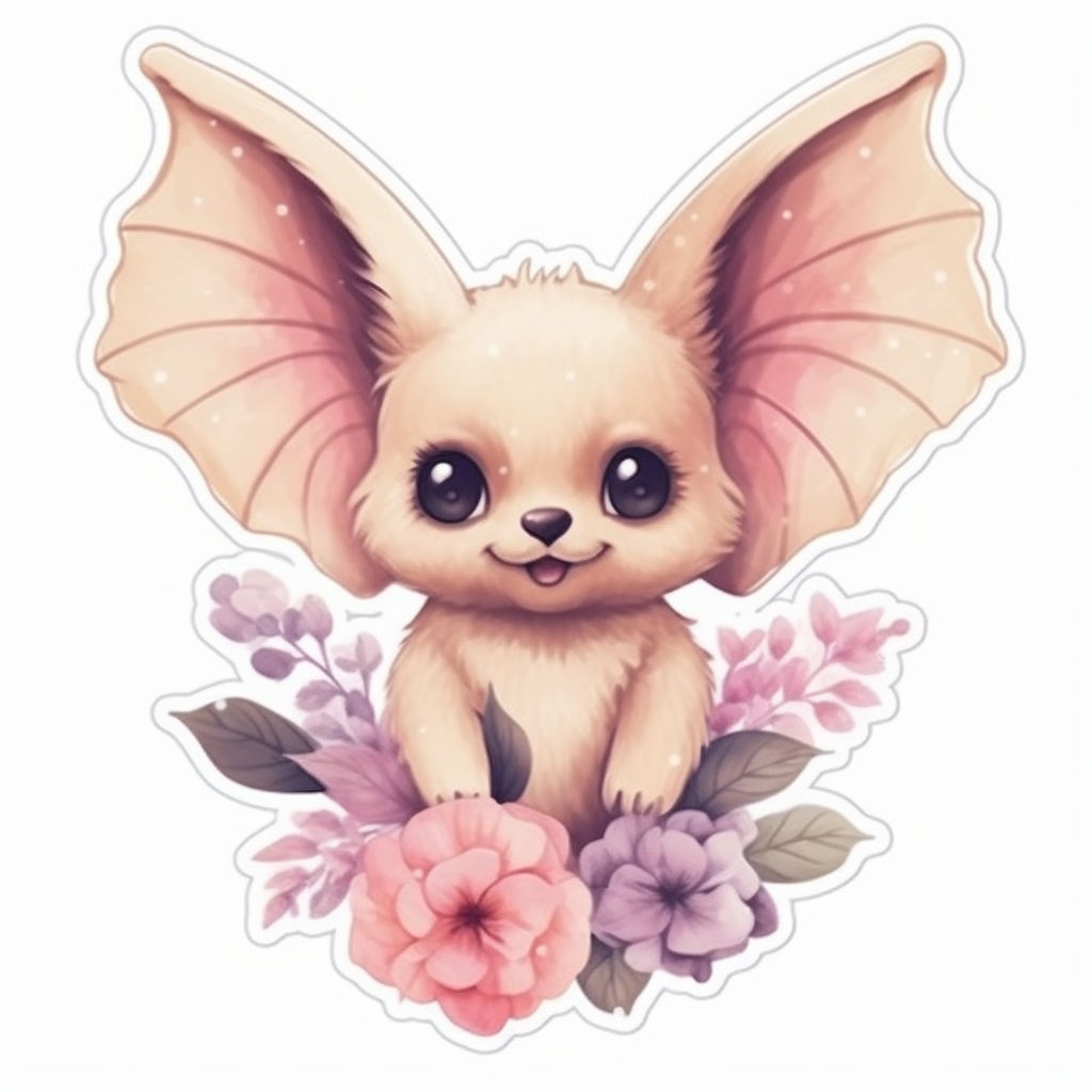 Cute Bat with big ears and wings Vinyl Decal Sticker for Car, Laptop, Tumbler and more # 0011305