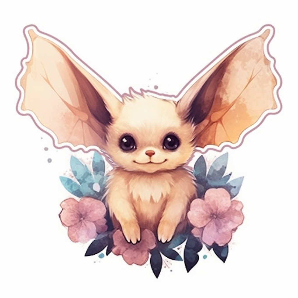 Cute Bat with big ears and wings Vinyl Decal Sticker for Car, Laptop, Tumbler and more # 0011298