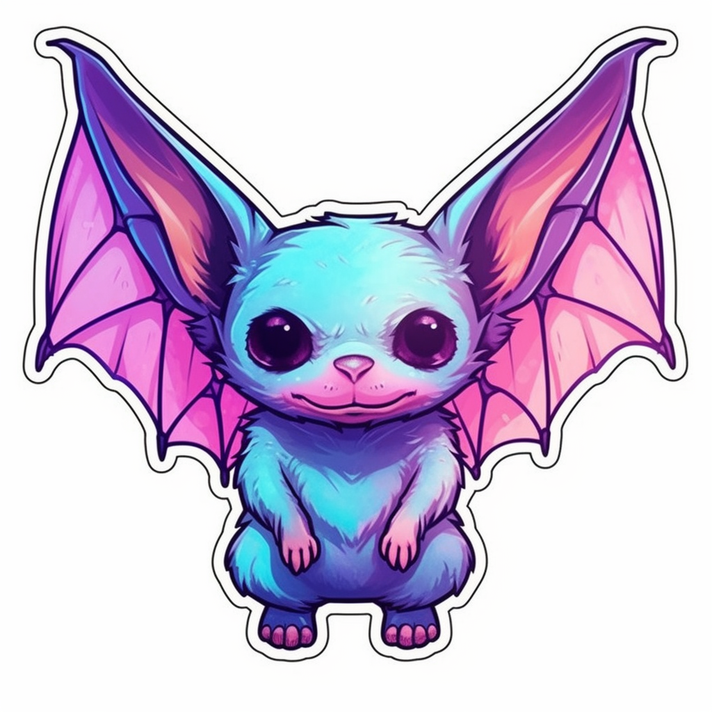 Cute Bat with big ears and wings Vinyl Decal Sticker for Car, Laptop, Tumbler and more # 0011301