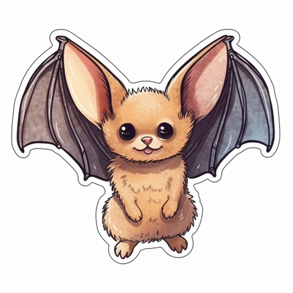 Cute Bat with big ears and wings Vinyl Decal Sticker for Car, Laptop, Tumbler and more # 0011316