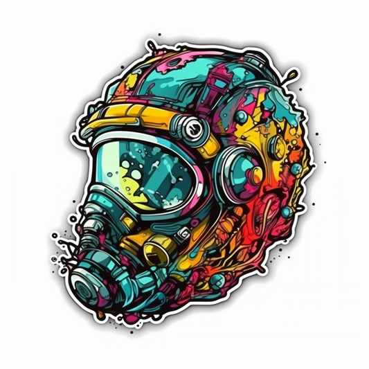 Diver Helmet Scuba Diver Vinyl Decal Sticker for Car, Laptop, Tumbler and more # 007044