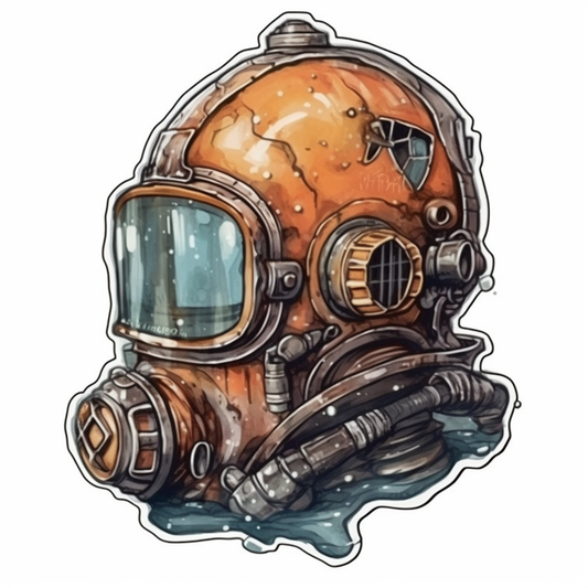Diver Helmet Scuba Diver Vinyl Decal Sticker for Car, Laptop, Tumbler and more # 007053