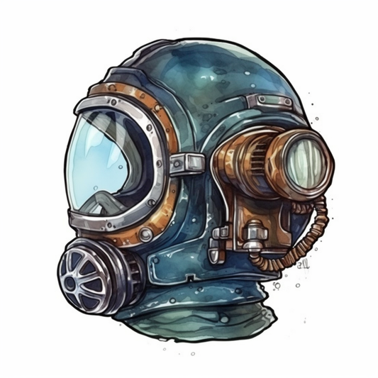 Diver Helmet Scuba Diver Vinyl Decal Sticker for Car, Laptop, Tumbler and more # 007055