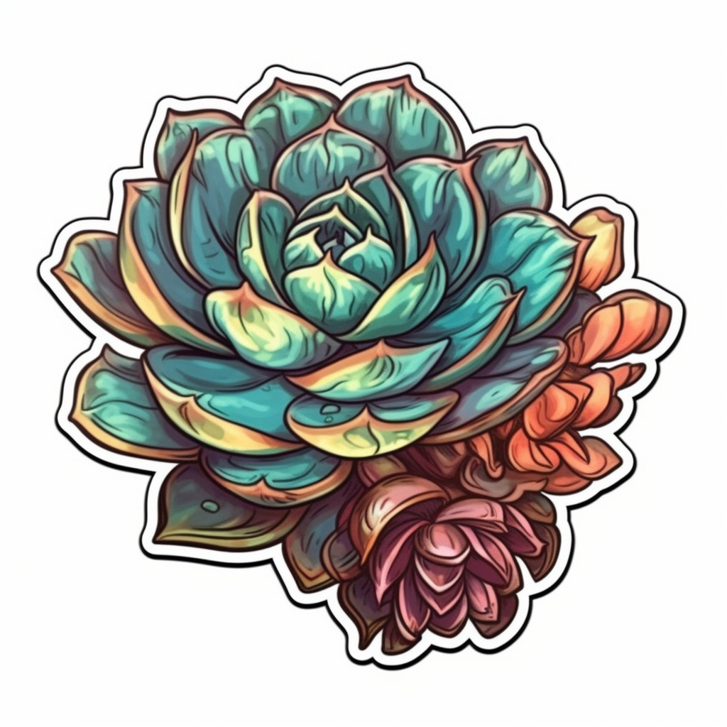 Echeveria Succulent Vinyl Decal Sticker for Car, Laptop, Tumbler and more # 006731