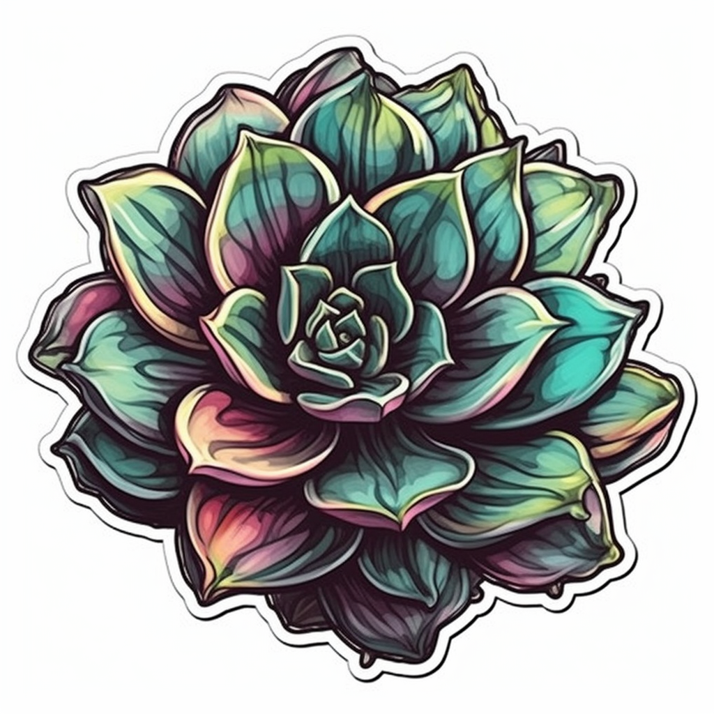 Echeveria Succulent Vinyl Decal Sticker for Car, Laptop, Tumbler and more # 006756
