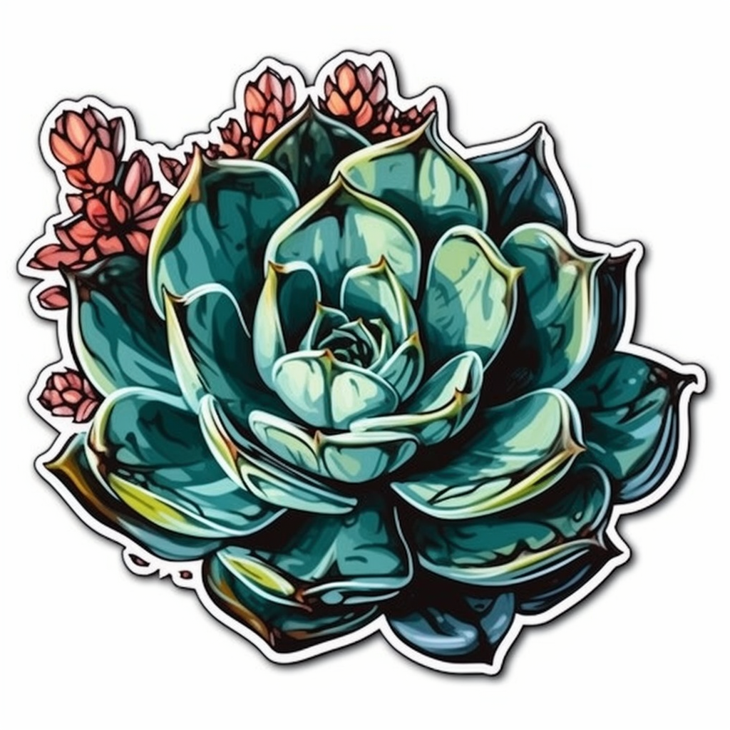Echeveria Succulent Vinyl Decal Sticker for Car, Laptop, Tumbler and more # 006748