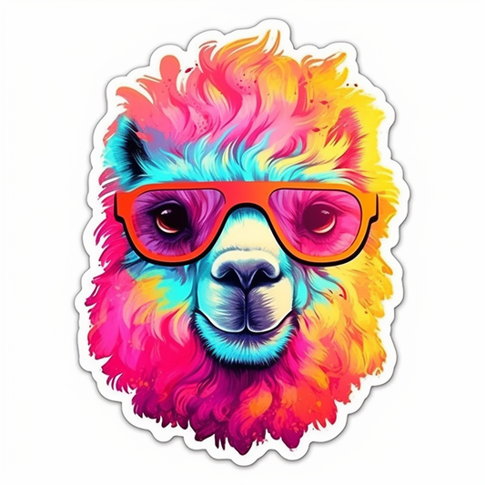 Fluffy alpaca with a soft coat and big eyes Vinyl Decal Sticker for Car, Laptop, Tumbler and more # 0010968