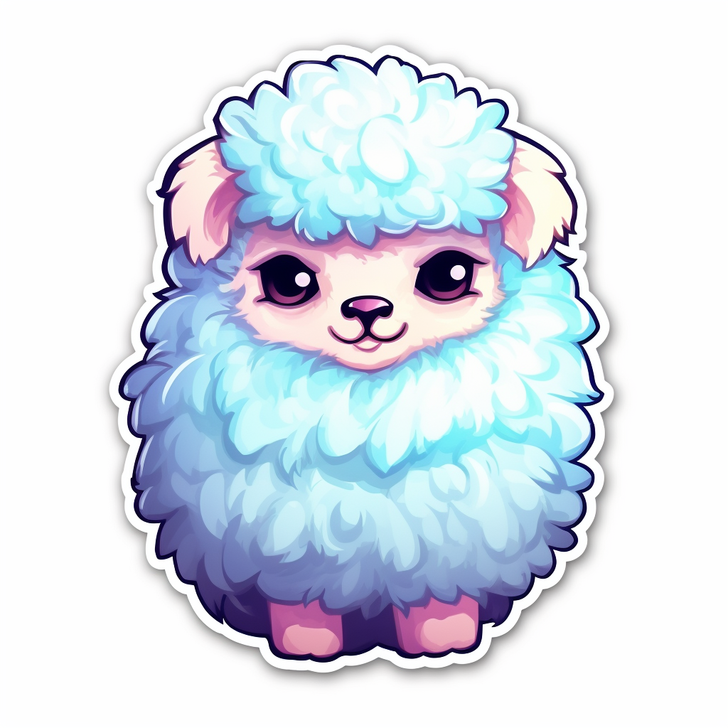 Fluffy alpaca with a soft coat and big eyes Vinyl Decal Sticker for Car, Laptop, Tumbler and more # 0010954