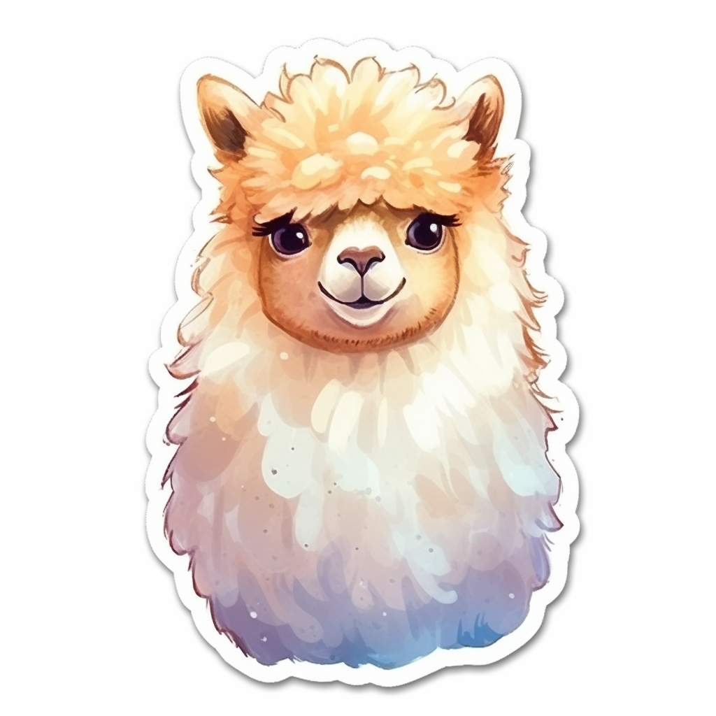 Fluffy alpaca with a soft coat and big eyes Vinyl Decal Sticker for Car, Laptop, Tumbler and more # 0010970