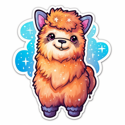 Fluffy alpaca with a soft coat and big eyes Vinyl Decal Sticker for Car, Laptop, Tumbler and more # 0010982