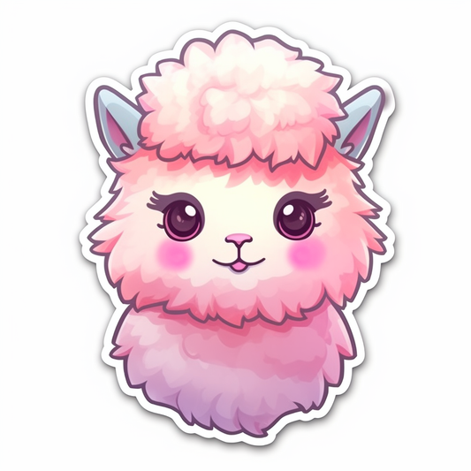 Fluffy alpaca with a soft coat and big eyes Vinyl Decal Sticker for Car, Laptop, Tumbler and more # 0010976