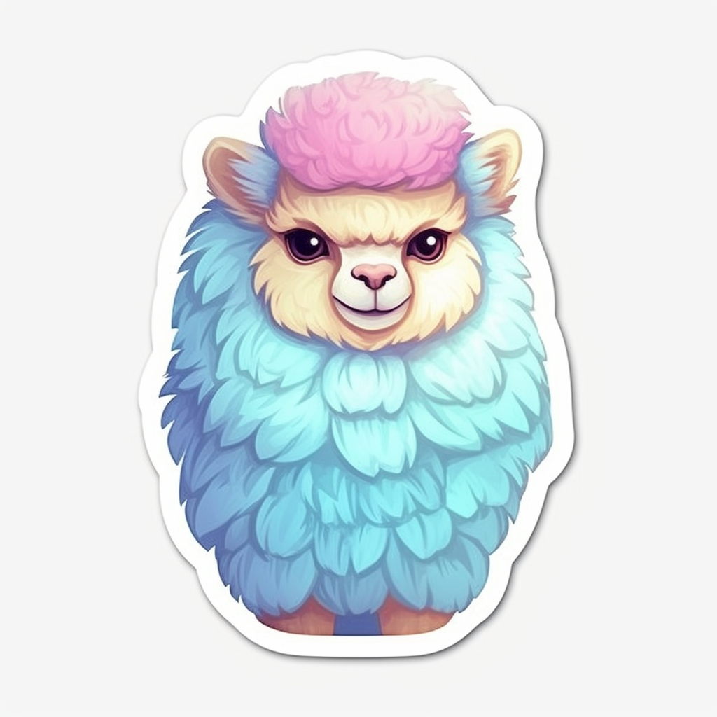 Fluffy alpaca with a soft coat and big eyes Vinyl Decal Sticker for Car, Laptop, Tumbler and more # 0010975