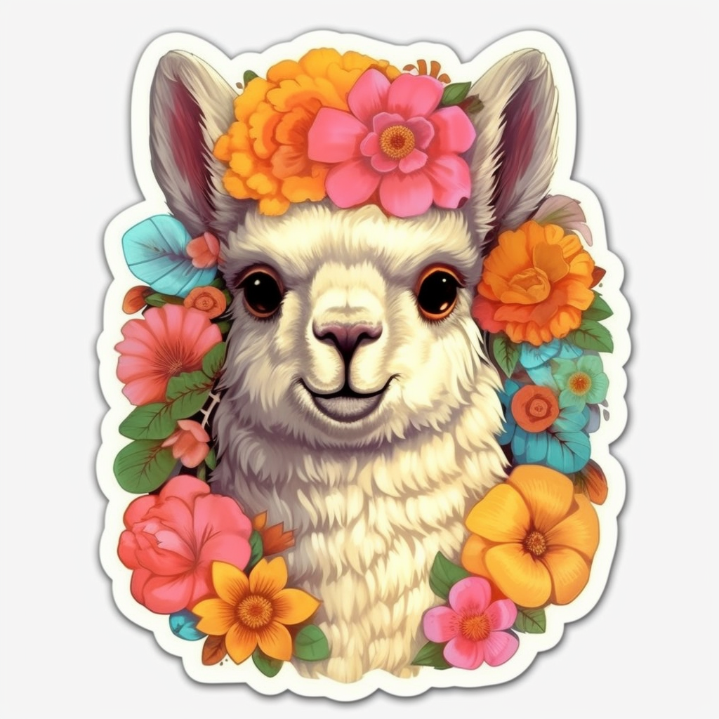 Fluffy alpaca with a soft coat and big eyes Vinyl Decal Sticker for Car, Laptop, Tumbler and more # 0010981