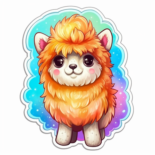 Fluffy alpaca with a soft coat and big eyes Vinyl Decal Sticker for Car, Laptop, Tumbler and more # 0010986