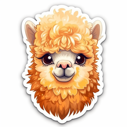 Fluffy alpaca with a soft coat and big eyes Vinyl Decal Sticker for Car, Laptop, Tumbler and more # 0010985